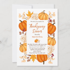 Elegante invitación a la cena de Acción de Gracias