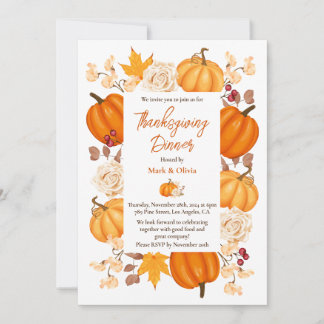 Elegante invitación a la cena de Acción de Gracias