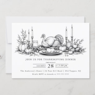Elegante invitación a la cena de Acción de Gracias