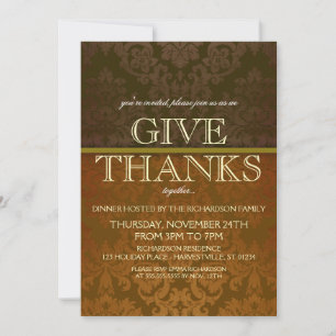 Elegante invitación a la cena de Acción de Gracias