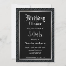 Elegante invitación a la cena de cumpleaños 50 en