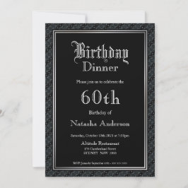 Elegante invitación a la cena de cumpleaños 60 neg