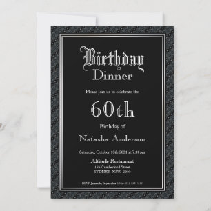 Elegante invitación a la cena de cumpleaños 60 neg