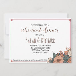 Elegante Invitación a la cena de ensayo floral