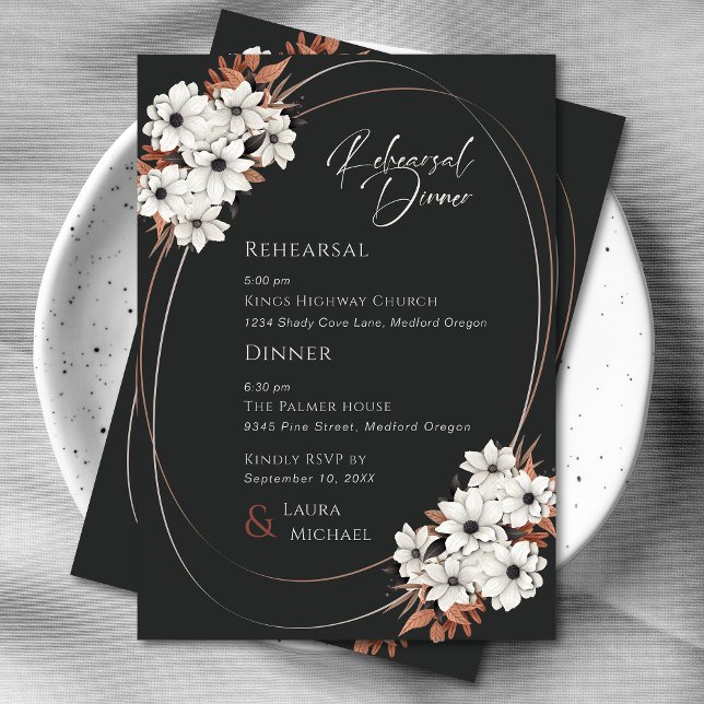 Elegante Invitación a la cena de ensayo floral (Subido por el creador)