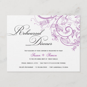 Elegante Invitación a la cena de ensayo floral púr