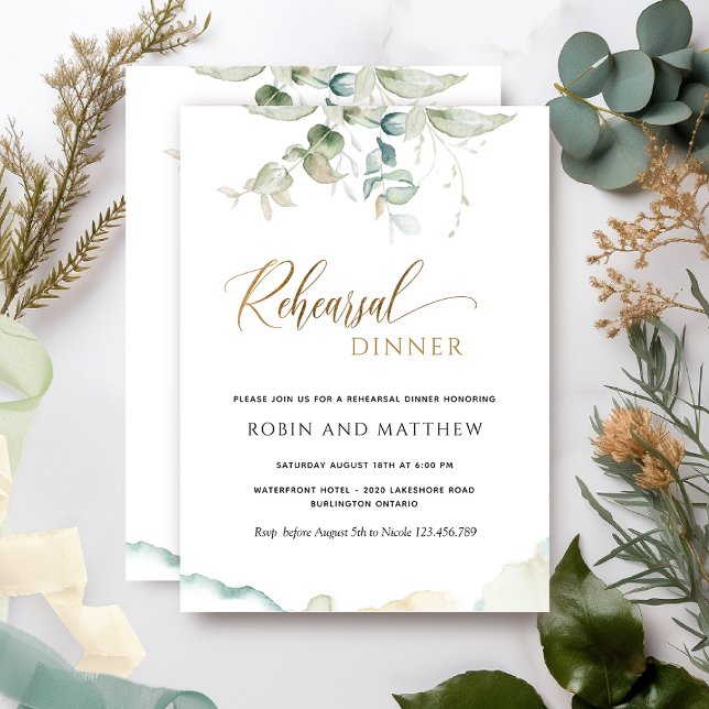 Elegante Invitación a la cena de ensayo Minimalist (Subido por el creador)
