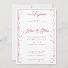 Elegante Invitación a la cena de ensayo - Rosa Ros