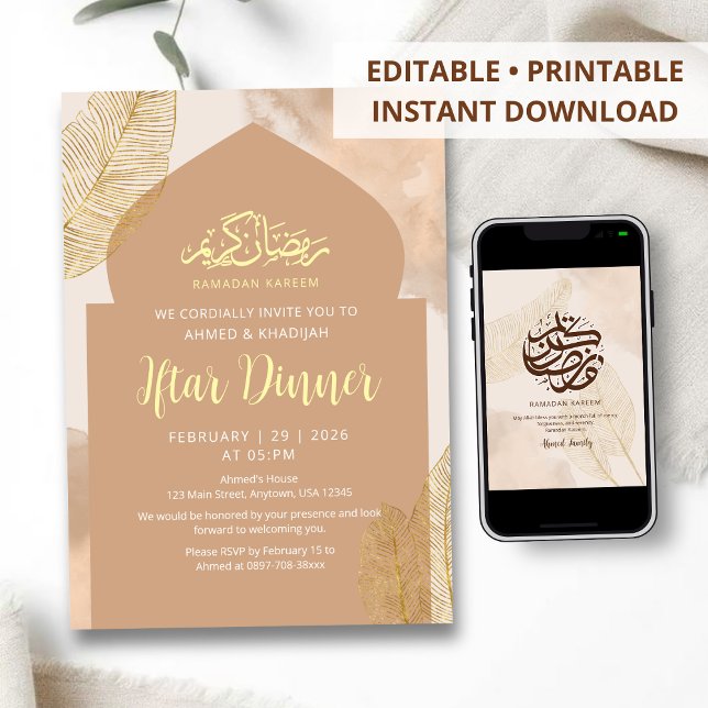 Elegante Invitación a la Cena de Iftar Boho de Ter (Subido por el creador)