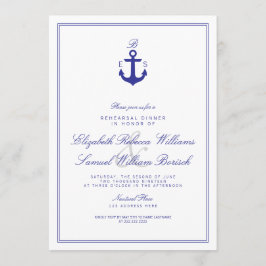 Elegante Invitación a la cena de monograma náutico