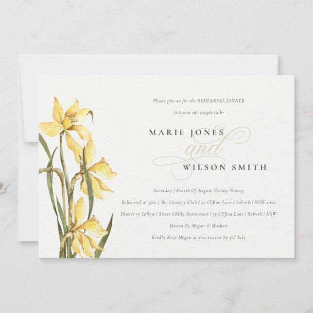 Elegante Invitación a la cena de un ensayo de daff (Anverso)