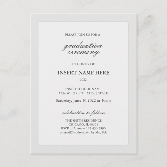 Elegante invitación a la ceremonia de graduación m (Anverso)
