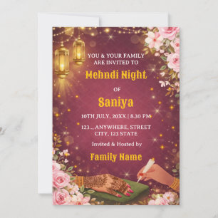 Elegante Invitación a la Ceremonia de Mehndi Noctu