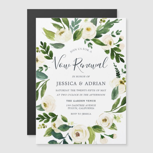 Elegante Invitación a la corona floral Vow Renovac (Anverso/Reverso)