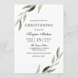 Elegante Invitación a la cristiandad de hojas verd