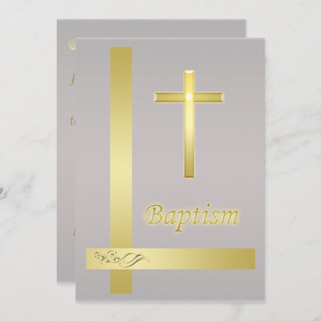 Elegante Invitación a la Cristiandad del Baptismo  (Anverso / Reverso)