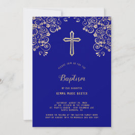 Elegante invitación a la cruz azul de oro de la ma