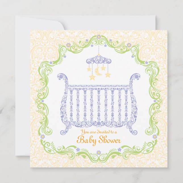 Elegante invitación a la cuna Baby Shower (Anverso)