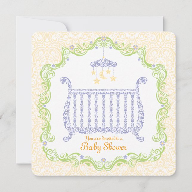 Elegante invitación a la cuna Baby Shower (Anverso)