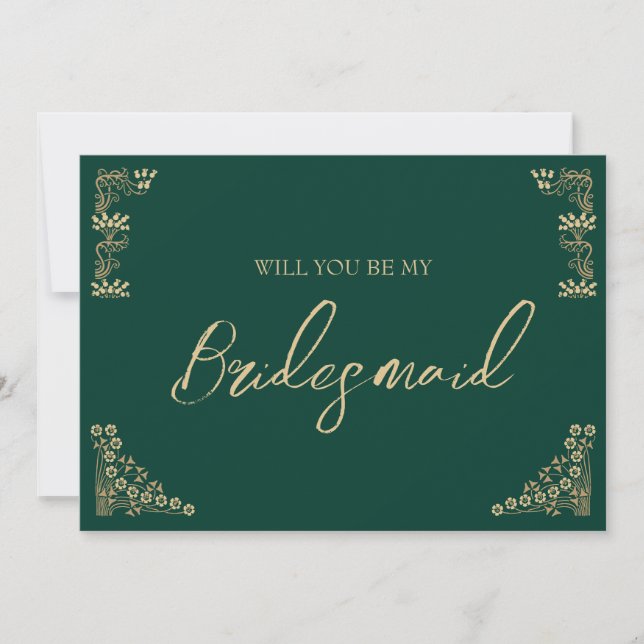 Elegante invitación a la deco bridesmaid de oro (Anverso)