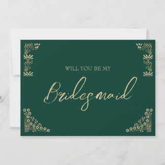 Elegante invitación a la deco bridesmaid de oro