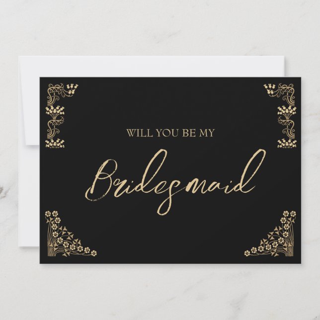 Elegante invitación a la deco bridesmaid de oro (Anverso)