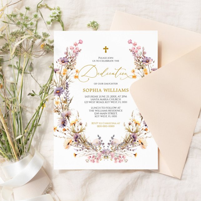 Elegante invitación a la dedicción de flores silve (Subido por el creador)