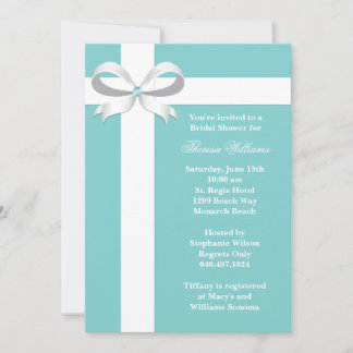 Elegante Invitación a la ducha azul nupcial
