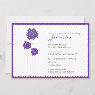 Elegante Invitación a la Ducha Bridal Flores Púrpu