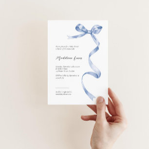 Elegante invitación a la ducha de bebé con cinta a
