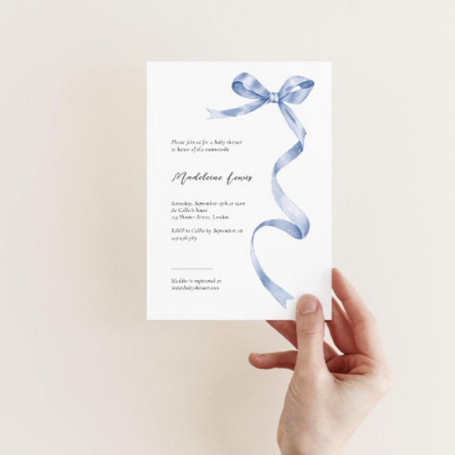 Elegante invitación a la ducha de bebé con cinta a (Subido por el creador)