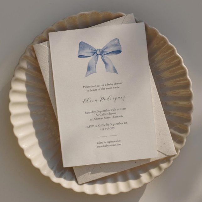 Elegante invitación a la ducha de bebé con cinta a (Subido por el creador)