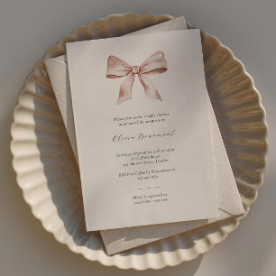 Elegante invitación a la ducha de bebé con cinta r