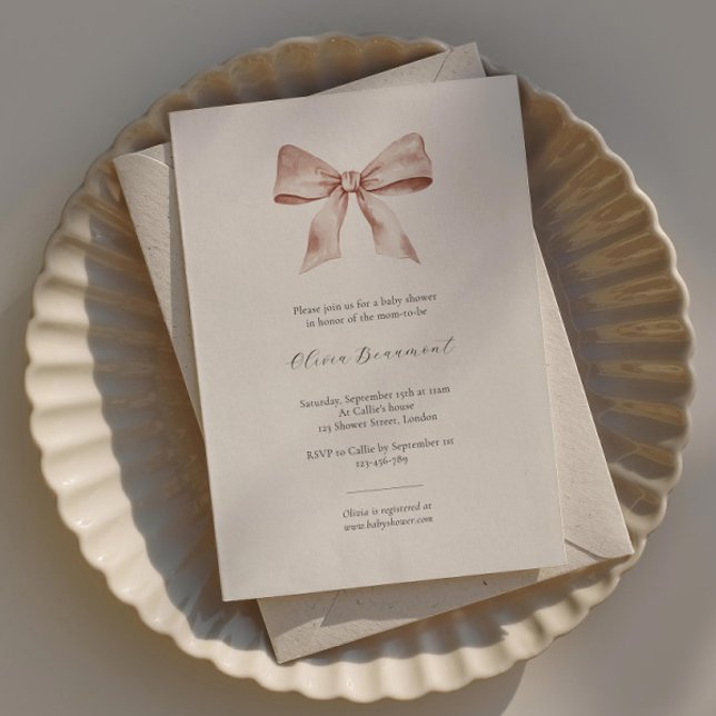 Elegante invitación a la ducha de bebé con cinta r (Subido por el creador)
