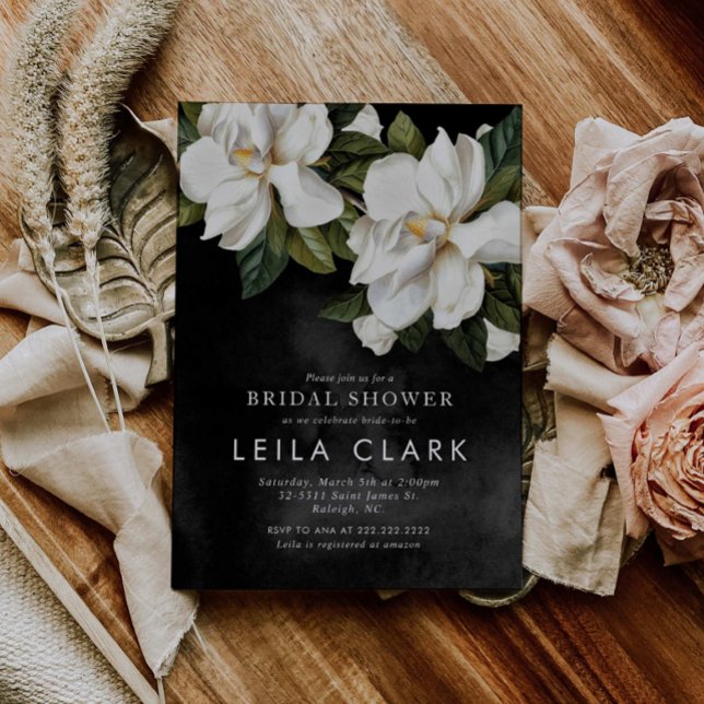 Elegante invitación a la ducha de la Magnolia Blan (Subido por el creador)
