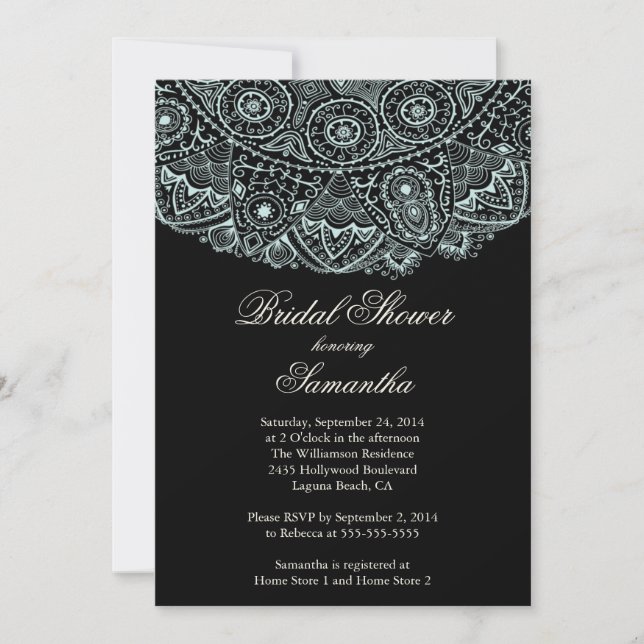 Elegante invitación a la ducha de la novia del Blu (Anverso)