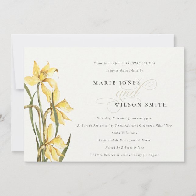 Elegante Invitación a la ducha de las parejas de D (Anverso)