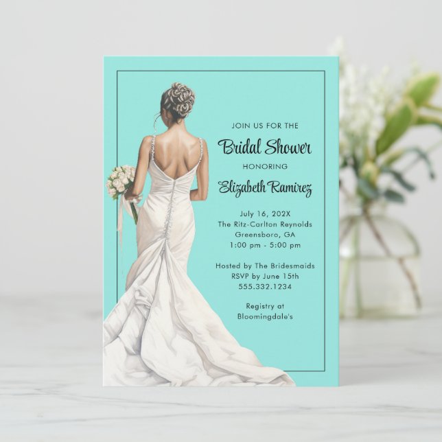 Elegante Invitación a la ducha de novia (Anverso de pie)