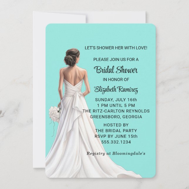 Elegante Invitación a la ducha de novia (Anverso)