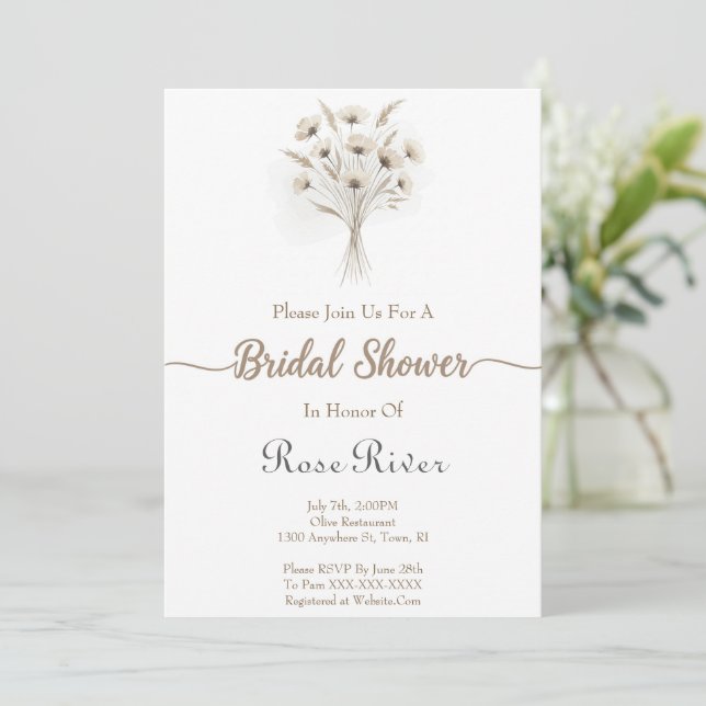 Elegante Invitación a la ducha de novia (Anverso de pie)