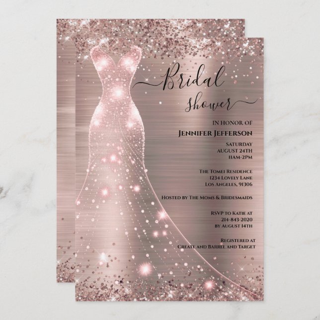 Elegante Invitación a la ducha de novia (Anverso / Reverso)