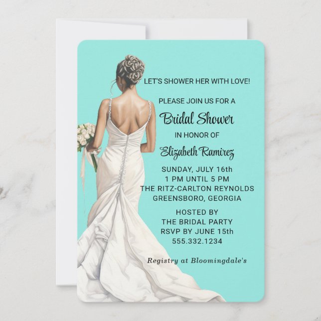Elegante Invitación a la ducha de novia (Anverso)