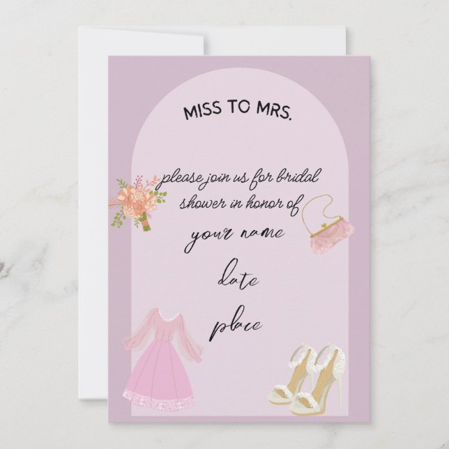 Elegante Invitación a la ducha de novia (Anverso)