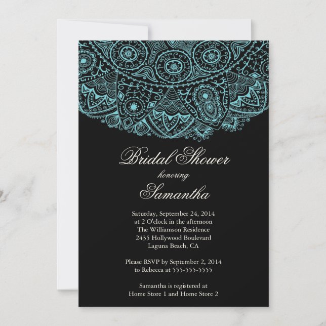 Elegante invitación a la ducha de novia con lazo a (Anverso)