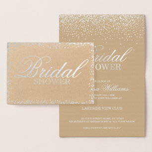Elegante invitación a la ducha de novia de plata
