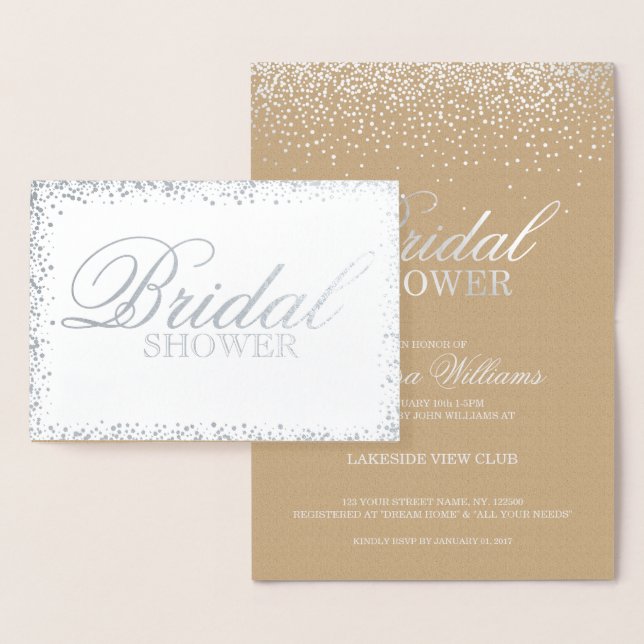 Elegante invitación a la ducha de novia de plata (Demostración)