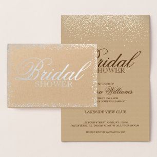 Elegante invitación a la ducha de novia de plata