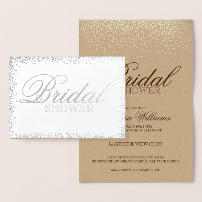 Elegante invitación a la ducha de novia de plata (Demostración)