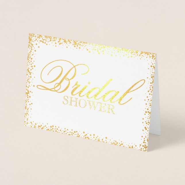 Elegante invitación a la ducha de novia dorada (Anverso)