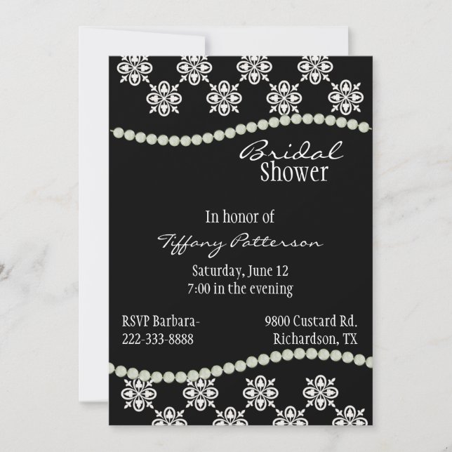 Elegante Invitación a la ducha de novia en blanco  (Anverso)